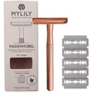 Rasoir De Suret&eacute; Avec 5 Lames De Rasoir Inclues I Rasoir Femme I Rasoir M&eacute;tal Sans Plastique I Tondeuse Femme Intime I Tondeuse Corps Kit Z&eacute;ro D&eacute;chet I Or Rose - Neuf