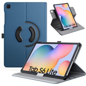 Coque Pour Samsung Galaxy Tab S6 Lite 2024/2020/2022, &Eacute;tui De Protection Rotatif &Agrave; 90&deg; Avec Boucle De S Pen, Housse Auto R&eacute;veil/Sommeil Pour Galaxy Tab S6 Lite 10,4"", Bleu Jean - Neuf