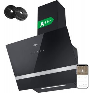 CHECARZHN--NO1-Cbcb6736H Hotte Aspirante Classe A+++ - Hotte Inclinée 60 Cm 650M³/H - Filtre À Charbon Inclus - Wifi &Commande Tactile- 4 Vitesses Avec Fonction Boost - Led Dimmable - Noir - Neuf