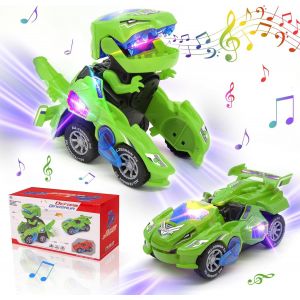 KAJGL-Voiture Télécommandée Électrique À Motif De Dinosaure Transformée,Voiture Télécommandée Sans Fil Avec Musique - Neuf