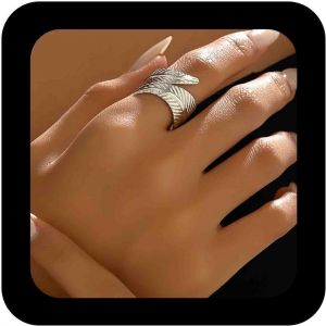 Kahfl-Bague Boho Feuille D'or Métal Feuille Anneau Réglable Large Feuilles Anneau Ouvert Doigt Feuille Anneau Ouvert Pouce Feuilles Anneau De Déclaration Bijoux Pour Les Femmes - Neuf