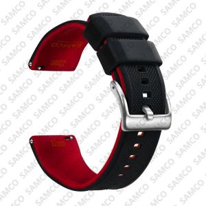 Bracelet De Montre En Silicone De Qualit&eacute; Sup&eacute;rieure,18mm 20mm 22mm,&Agrave; D&eacute;gagement Rapide,En Caoutchouc,De Remplacement.Black Red 1.18mm - Neuf