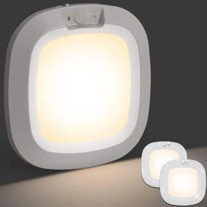 Rechargeable Veilleuses Led À Piles Lumière À Détection De Mouvement,Sans Fil Lampe De Plafonnier Intérieur Pour Placard Couloir Armoire D'escalier-230lm 3000k Blanc Chaud,1 Pack Of 2 - Neuf