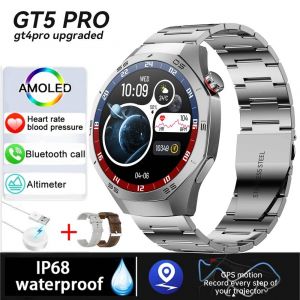 2025 Militaire Sports De Plein Air Montre Intelligente Amoled Gps Tracker Ip68 Étanche Pour Huawei Fréquence Cardiaque Bluetooth Appel Smartwatch Hommes.Silver Steel. - Neuf