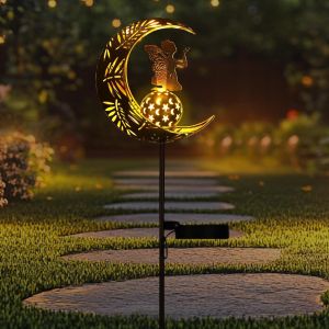 Lampes Solaires De Exterieurjardin, F&eacute;e Decoration Jardin Exterieur Solaire Lune, Solaire Exterieur Jardin, Lampe Solaire Led Pour Chemin De Pelouse, Patio, Balcon, Cour, D&eacute;coration - Neuf