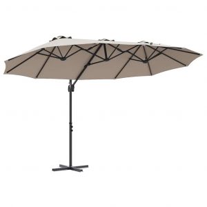 Parasol Inclinable Design Moderne Ext&eacute;rieur 372 X 198 X 243 Cm En Polyester Taupe Helloshop26 02_0058750 - Neuf