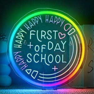 Journ&eacute;e D'ouverture De L'ecole Neon,Salle De Classe Neon Lampe,Livre Enseigne Lumineuse Murale Color&eacute;e Pour La Rent&eacute;e Scolaire,N&eacute;on Pour Deco Chambre D'enfant,Cadeaux Pour El&egrave;ve Gar&ccedil;on Fille - Neuf