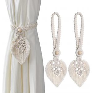 Embrasses De Rideaux Style Boh&egrave;me (Lot De 2) - Embrasses De Rideaux &Agrave; Motif De Feuilles - Accessoires Pour Rideaux - Embrasses De Rideaux (Beige) Jskee - Neuf