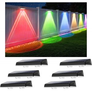 Applique Murale Ext&eacute;rieur Solaire &Eacute;tanche Ip67, 6 Unit&eacute; Lumiere Solaire Exterieur Rvb Avec 8 Modes Lampe Solaire Exterieur Puissante Pour Cour, Jardin Et Cl&ocirc;ture - Neuf