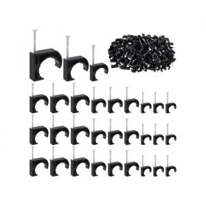 Demi-Colliers Type J 3/4 Pouce avec Clous en Acier pour Fixation de Tubes PEX Tuyaux et C&acirc;bles en Poly&eacute;thyl&egrave;ne Noir Lot de 50 Pi&egrave;ces - Neuf