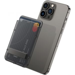 NSIECD-Magnetic Wallet for iPhone 14 Pro Max/14 Pro/14 Plus/14/13 Pro Max/13 Pro/13/13 Mini/12/12 Pro/12 Pro Max/12 Mini, MagSafe Accessories, MagSafe Wallet with Adjustable Stand, Black - Neuf