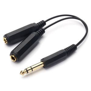 VornixorSarlshop-6.35mm fiche m&acirc;le &agrave; 2 x connecteur femelle 1/4 ""TRS connecteur audio st&eacute;r&eacute;o c&acirc;ble d'enceinte, distributeur Y c&acirc;ble audio plaqu&eacute; or, 6.5 tour double 6.5 m&egrave;re (0.2M) - Neuf