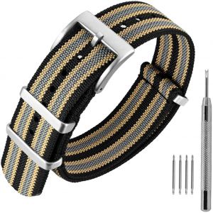 Kal-Bracelet De Montre En Nylon Avec Boucle En Acier Inoxydable, Sport Bande De Remplacement 16mm 18mm 20mm 22mm - Neuf