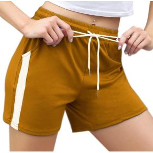 Kalanka-Short Femme Pantalon Court Sport Avec Bande Blanche Casual Fitness Jogging Gym Yoga Pantalon Pyjama D'intérieur Élastique Bermuda Ample Extensible Confortable - Neuf