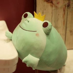 Oreiller en peluche douce en forme de grenouille, jouet animal en peluche, mignon, couronne, grenouille Pl - Neuf