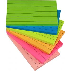 Eryi-Lot De 80 Feuilles De Notes Adhésives Lignées De 7,6 X 12,7 Cm, 6 Couleurs Brillantes, Assorties D'orientation Paysage - Neuf