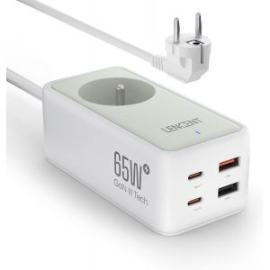Chargeur Rapide Usb C Et 65W, Gan Iii Tech Avec 1 Prise Secteur + 4 Ports Usb, Type C Avec C&acirc;ble Convient Pour T&eacute;l&eacute;phones Portables Tablettes Pc, Blanc[Z1696] - Neuf