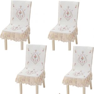 Housse de chaise extensible antid&eacute;rapante siamoise - Blanche, lot de 4, convient aux chaises de salle &agrave; manger standard - Neuf