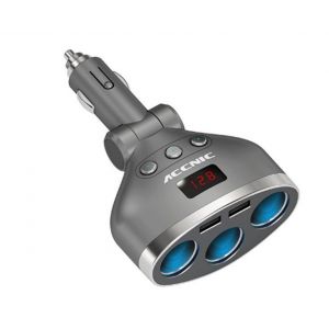 Chargeur De Voiture &Agrave; 3 Ports Avec Interrupteurs Ind&eacute;pendants Et Indicateur Led - Neuf