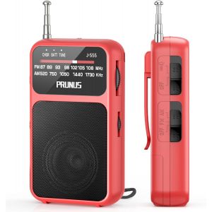 Petit Radio Portable, J-555 Poste Radio FM de Poche AVCE Rechargeable Batterie 800mAh, Excelente Recepci&oacute;n, TransistorRadio a Pile Id&eacute;al pour Marche et Voyage (Rouge) - Neuf