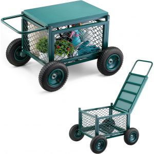 Ulteronixshop-Si&egrave;ge De Jardin Roulant, Tabouret De Jardinage Sur Roues Robuste Avec Bac De Rangement, Capacit&eacute; De Charge 181 Kg, Chariot Avec Si&egrave;ge En M&eacute;tal, Pour D&eacute;sherbage, Plantation, Terrasse, Ex - Neuf