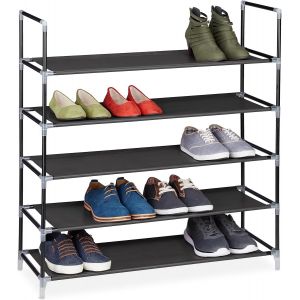 Kgabery-10019128 Étagère À Chaussures Meuble Souliers Bottes Étages Niveaux 5 Niveaux Jusqu'à 25 Paires Maximum Environ Dimensions Hlp 90,5x87x29,5 Cm,Noir - Neuf