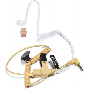 KALANKA-Écouteurs intra-auriculaires avec tube acoustique, 3,5 mm, transparent, avec clip de fixation, casque de sécurité pour radio radio (beige, écouteurs + 1 tête champignon plus longue-2) - Neuf