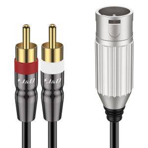 C&acirc;ble R&eacute;partiteur en Y XLR vers 2 RCA,XLR m&acirc;le &agrave; 2 x adaptateur de prise RCA phono Y Splitter Audio St&eacute;r&eacute;o Patch Cable Compatible Microphone &agrave; Condensateur et Haut-Parleur,1.8 M&egrave;tres - Neuf