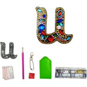 Lettres U Diy Diamant Peinture Porte-Cl&eacute;s R&eacute;tro Diamond Painting Porte-Cl&eacute;s Double Face En Acrylique Diy Art Strass Peinture Kits Pour Pendentif Sac D&eacute;cor Broche - Neuf