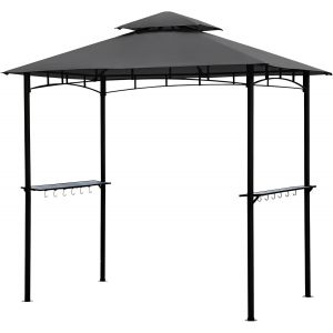 Ulteronixshop-2.45 X 1.50 M Imperm&eacute;able Tonnelle De Jardin, Belv&eacute;d&egrave;re Pour Jardin/F&ecirc;tes/Pique-Niques/Barbecues, Uv50 +, Gris - Neuf