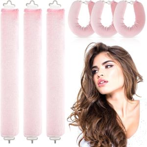 KAL-Lot De 3 Bigoudis -Bande Heatless Curls -Pour Boucles Sans Chaleur -Kit De Boucles Sans Chaleur -Pour Cheveux Longs Et Moyens (Rose) - Neuf