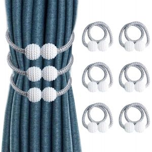 Embrasses De Rideaux Magnétiques Grises, Lot De 6, Avec Perles Synthétiques, Pour Décoration De Maison Ou De Bureau - Neuf