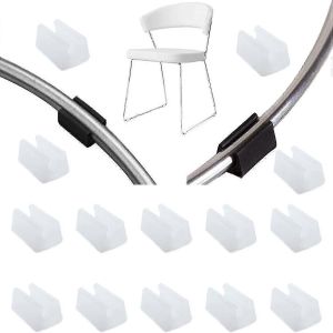 32pcs en plastique en forme de U chaise pied planeurs,meubles antid&eacute;rapants protecteurs de sol embouts 10mm blanc - Neuf
