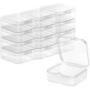 Mevronisshop-Lot De 12 Bo&icirc;tes De Rangement Avec Couvercle - Petite Bo&icirc;te De Rangement En Plastique Transparent - Mini Bo&icirc;tes En Plastique Pour Pilules, Perles, Bijoux, Artisanat - Neuf