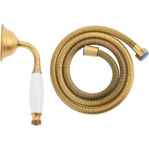 Checarzhn--No1-Lot De 2 Douchettes Rétro, 1 Douchette À Main En Acier Inoxydable Avec 1 Tuyau De 1,5 M, Style Rétro Nostalgique, En Acier Inoxydable, Couleur Vintage - Neuf