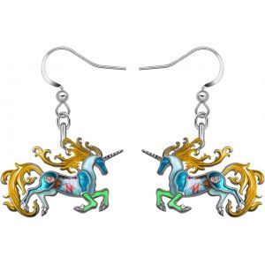 Kal-Boucles D'oreilles Licorne En &Eacute;mail Fantaisie Cheval Bijoux Pendants Alliage De Zinc Licorne Cadeaux Pour Femme Fille Party Favors Charms - Neuf