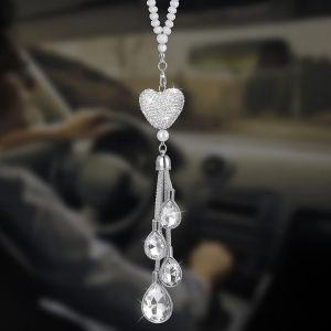Lu En Forme De Coeur En Strass De Rearview De Voiture De Miroir Accroché Accessoires - Neuf