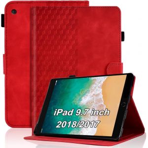 KAL-Coque Pour Ipad 9.7 Pouce 2018/2017 (Ipad 6Ème/5Ème Génération) Housse Ipad Air 2, Ipad Air Cuir Pu Etui De Protection Flip Cover Case Treillis Avec Multi-Angle Support Et Poche, Vert Foncé - Neuf