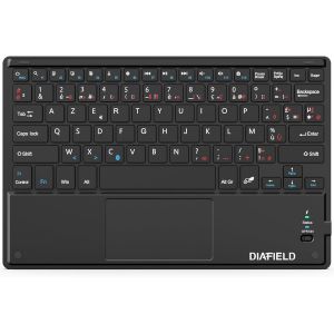 DIAFIELD Clavier AZERTY Bluetooth avec Un Ecran Tactile, Ultra Mince, Pav&eacute; Tactile pour iPad, Galaxy Tab, iPhone, Huawei, Samsung, OnePlus et Autres Android T&eacute;l&eacute;phones - Neuf