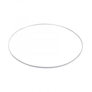 Plaques rondes en acrylique transparent, diametre 250 mm, avec film adhesif, epaisseur : 6 mm ou 10 mm - Neuf