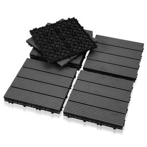 Dalle De Terrasse Dalles Clipsables En Bois Rev&ecirc;tement Carrelage 30 X 30 Pour Jardin Terrasse, Anthracite 99 Pi&egrave;ces - Neuf