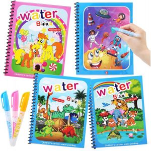 KALANKA-4 Pièces Livre de Dessin Magique de l'eau, Livre de Coloriage Magique à Leau pour Enfants, Livre de Peinture à l'eau Réutilisable, Jouets Peinture pour Tout-Petits Garçons Filles Présents - Neuf