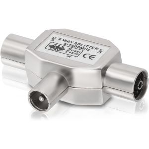 Répartiteur Satellite 2 Voies Double Prise Antenne TV Splitter Antenne TV TNT,Couplage en T,1 TV Mâle à 2 TV Femelle,Connecteur Adaptateur Coaxial - Neuf