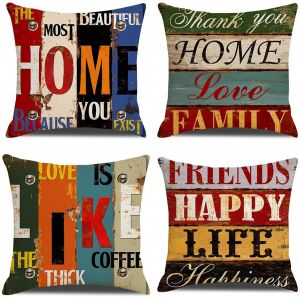 Lot De 4 Housses De Coussin Décoratives 45 X 45 Cm Pour Canapé, Chambre À Coucher, Lit, Jardin, Canapé, Chaise (A) - Neuf