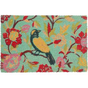 Paillasson Coco,Avec Oiseau Et Motif Floral,Caoutchouté,Intérieur,Extérieur,60 X 40,Multicolore - Neuf
