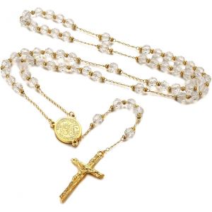 Médaille Saint Michel Collier Chapelet Catholique Femme Homme,Pendentif Croix Chrétienne,Bijoux Communion Baptême Amulette - Neuf