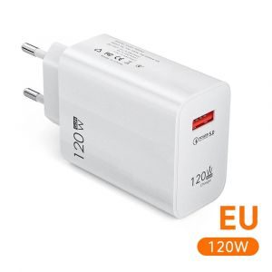 120w Usb Chargeur Rapide Charge Rapide 3.0 Usb C C&acirc;ble Type C C&acirc;ble De Charge Adaptateur De Chargeur De T&eacute;l&eacute;phone Pour Iphone 14 Xiaomi Samsung Huawei--Eu-White - Neuf