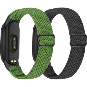 Lot De 2 Bracelets De Montre &Eacute;lastiques R&eacute;glables Compatibles Avec Xiaomi Mi Band 7/Mi Band 6/Mi Band 5, Bracelet De Sport En Nylon Extensible Pour Xiaomi Mi Band 7/6/5 Homme Et Femme - Neuf