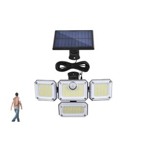 Lampe de s&eacute;curit&eacute; ext&eacute;rieure &eacute;tanche &agrave; LED solaire avec d&eacute;tecteur de mouvement pour garage et jardin - Neuf