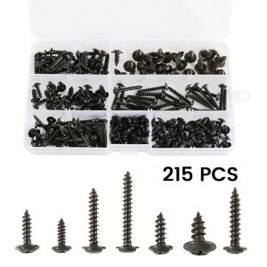 Kit d'assortiment de 215 vis autotaraudeuses en acier au carbone - Neuf